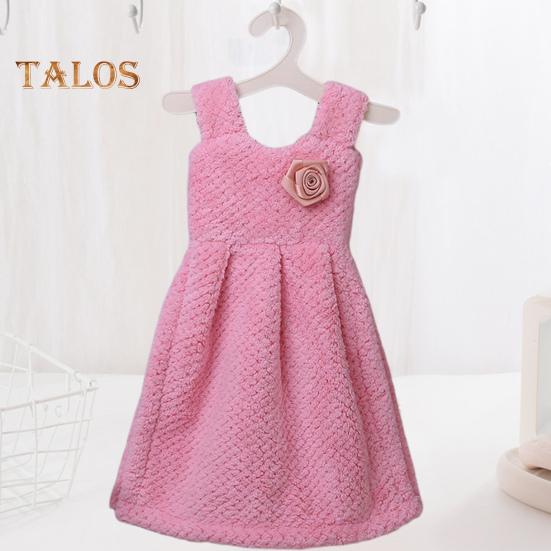 Hand Towel Princess Dress Shape Wipe Towel Soft Coral Fleece Hanging Towel for Home Kitchen Bathroom