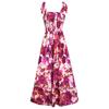 Maxi Dress Shirred Printed Strap Pleated Fashionable Elegant Female Maxi Dress for Dating Party
