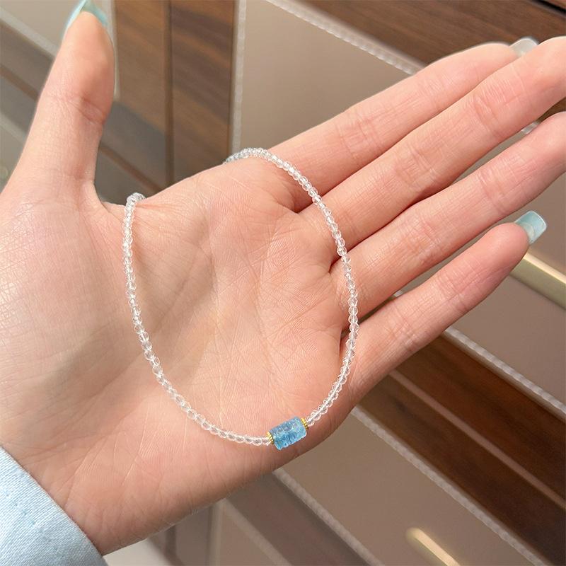 Spring/Summer Aquamarine Crystal Beaded Bracelet - Elegant & Versatile Jewelry