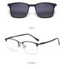 Magnetic Clip-On Sunglasses for Men - Polarized Dual-Use Myopia Half-Rim Frames for Indoor-Outdoor Driving
