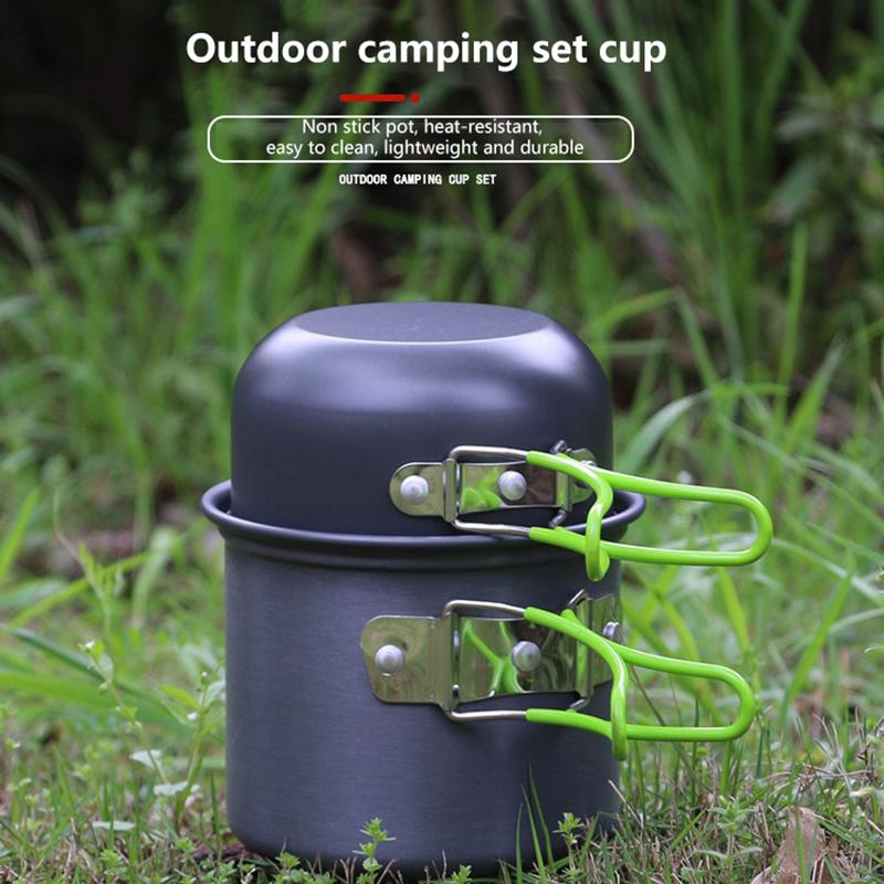 Lightweight Camping Cookware Set 10 Piece Ultralight Mess Kit Durable Non Stick for Hiking Mountaineering