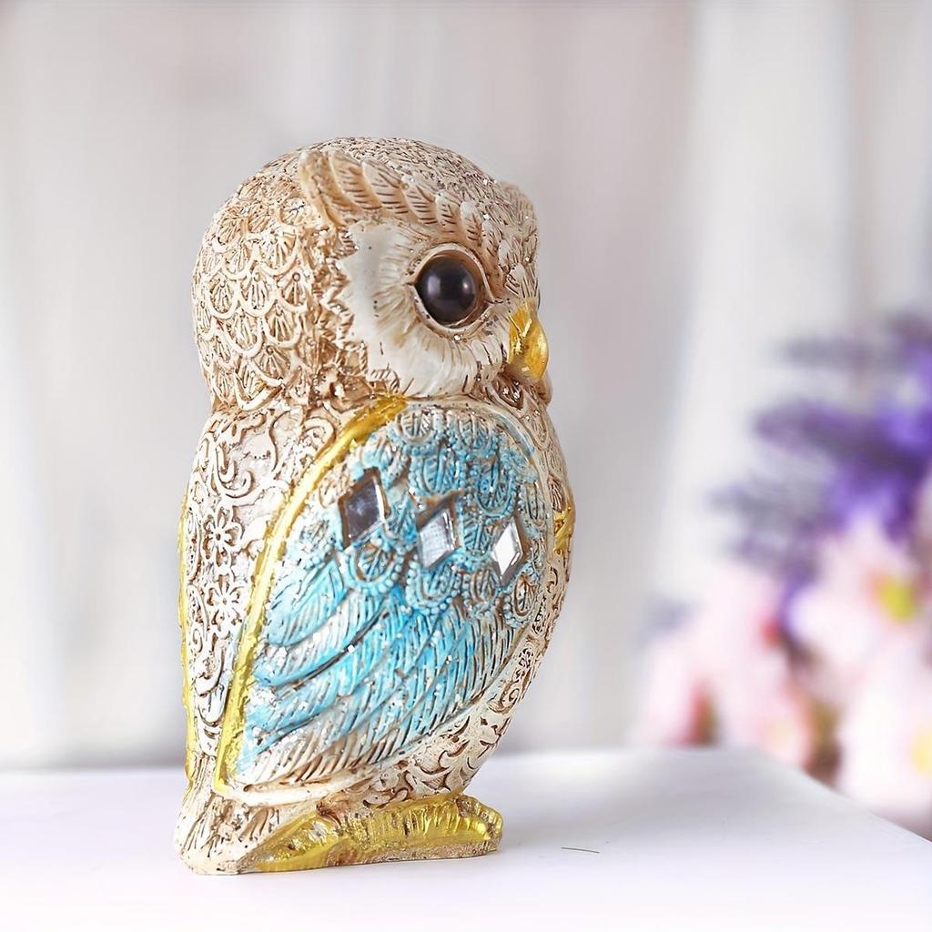 Vintage resin owl statue, home desktop decoration, office craft sculpture, decorative owl sculpture