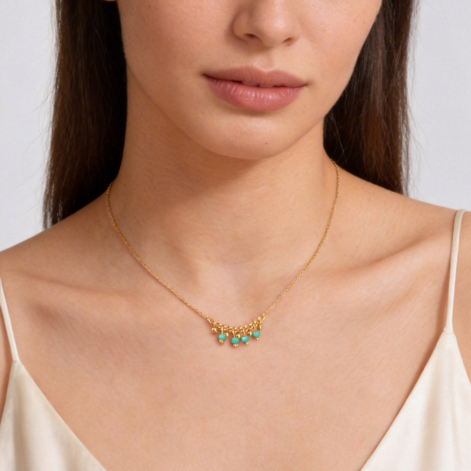 

Vnox Trendy Bohemian Light Green Tassel Beaded Style Necklaces for Women, 18K Gold Plated Small Beads Charms Necklace Jewelry