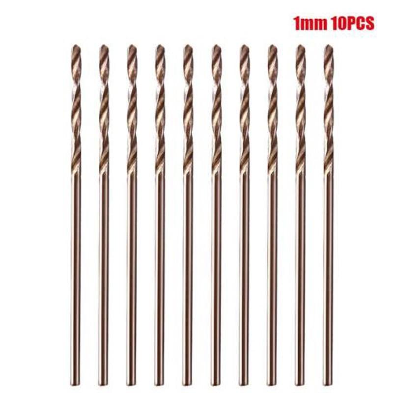 10Pcs 1-3.5mm M35 Round Shank HSS Cobalt-Drill Spiral Drill Bit Parts Kit