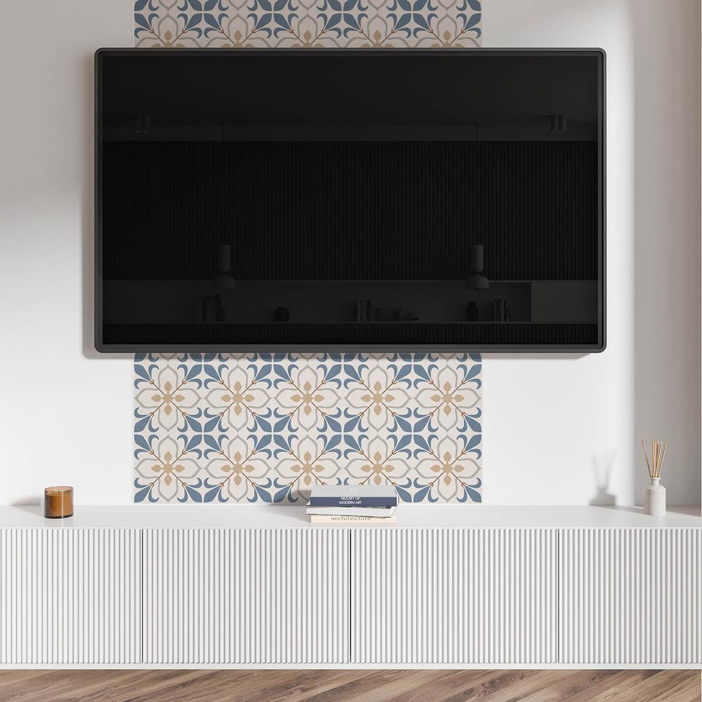 Komplet Kafelków Pcv Z Wzorem Do Salonu Samoprzylepne Kwiatowy Wzór Z Liśćmi 20X20X20 Cm