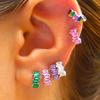 Trendy Gold Plated Round Huggie Hoop Earrings for Women Stainless Steel Colorful Zirocn Piercing Earrings  Fashion Jewelry