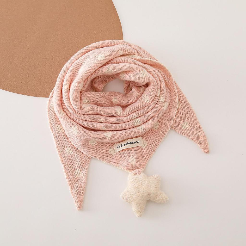 Korean Style Polka Dot Wool Knit Winter Baby Scarf for Boys and Girls - Thick Warm Triangle Neck Protector