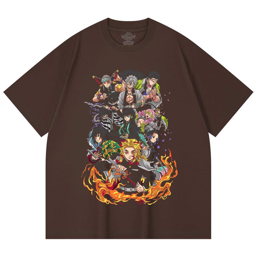 230 Gsm 100% Cotton Demon Slayer V61 Hashiras Print Unisex Heavy Cotton T Shirt