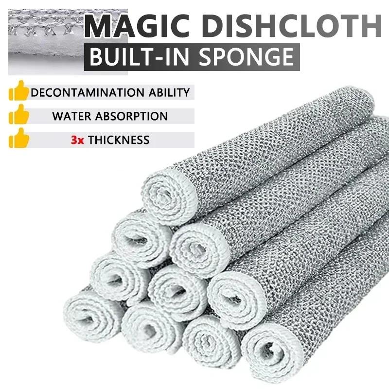 Magic Cleaning Cloth Multipurpose Wire Miracle Cleaning Cloth Innovative Dishwashing Net Hand Towel for Kitchen Dishwashing Grid