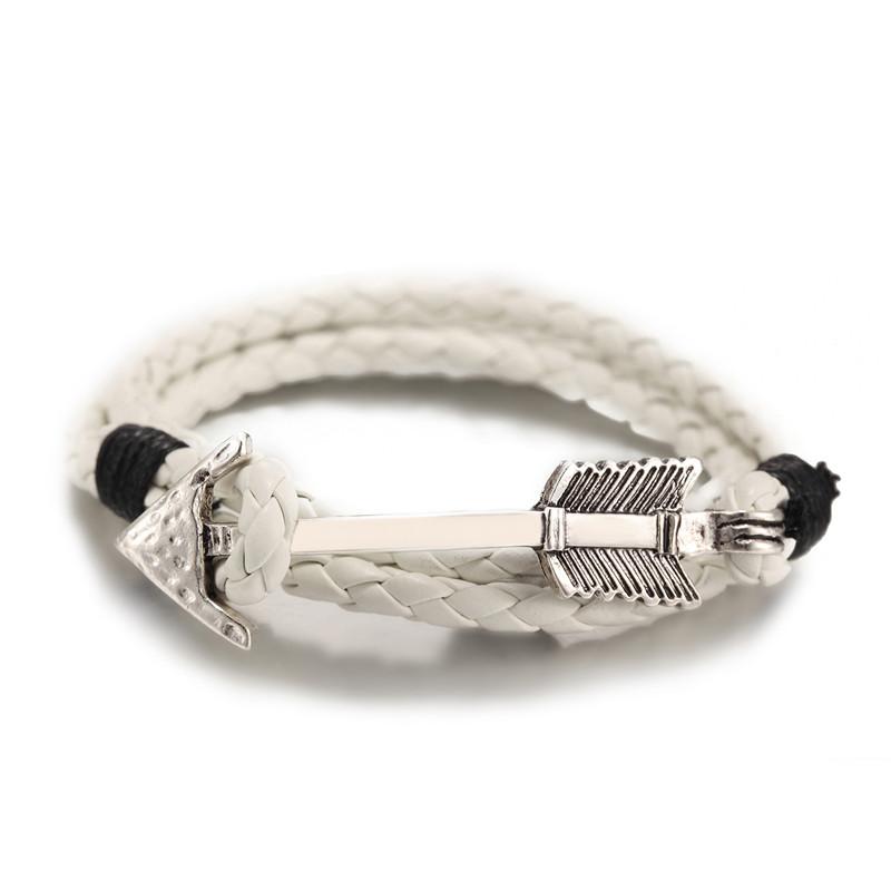 Arrival Multilayer charm leather Vintage Bronze Arrow bracelet anchor bracelet for men women lovers' gift