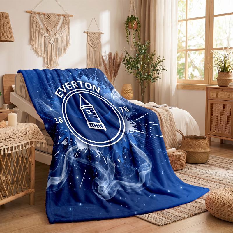 Everton Football Print Flannel Blanket Soft Warm Sofa Bed Throw Blanket For Home Office Bedroom