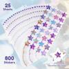 Zonon 1.6" Large 800 Pcs Star Stickers Bulk for Reward (16 Designs) Glitter Star Stickers Colored Shiny Labels for Behavior Chart Student Planner
