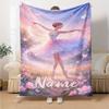 Custom Name Ballet Theme Printed Blanket - Perfect for Couch, Bed, Travel & Outdoor Use | Machine Washable, Cozy & Durable.