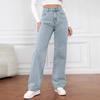 High Waist Women Denim Jeans Straight Leg Pants Classic Fit Five Pocket Design Durable Stitching Casual Style