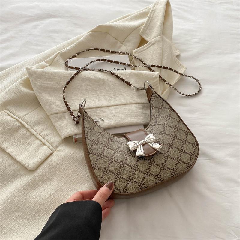 Fashionable Womens Bowknot Handbag In Soft Pu With Unique Crescent Shape Ideal For Casual Wear хаки