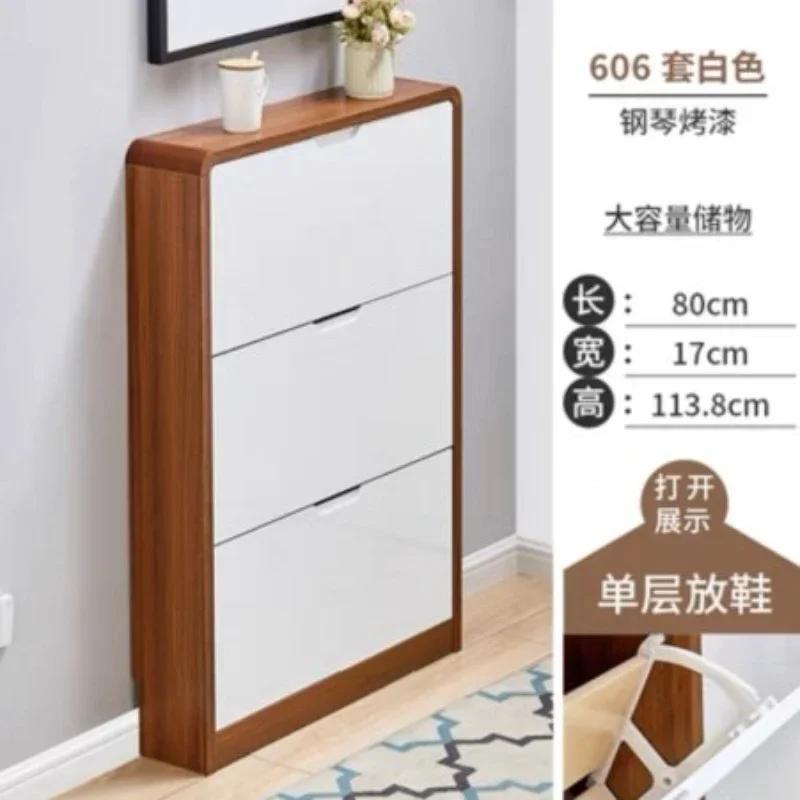 Large-capacity Ultra-thin Shoe Cabinet Dormitory Entrance Shoe Rack Storage Cabinet Solid Wood Light Luxury Home