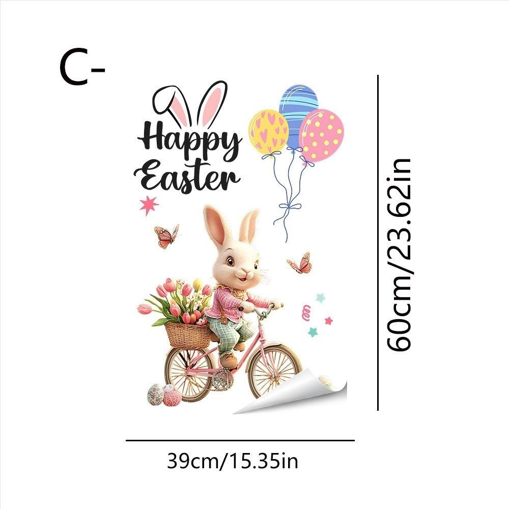 Self-Adhesive Flower Rabbit Sticker Easter Festival Party Sticker New Wall Decal  Glass Decoration