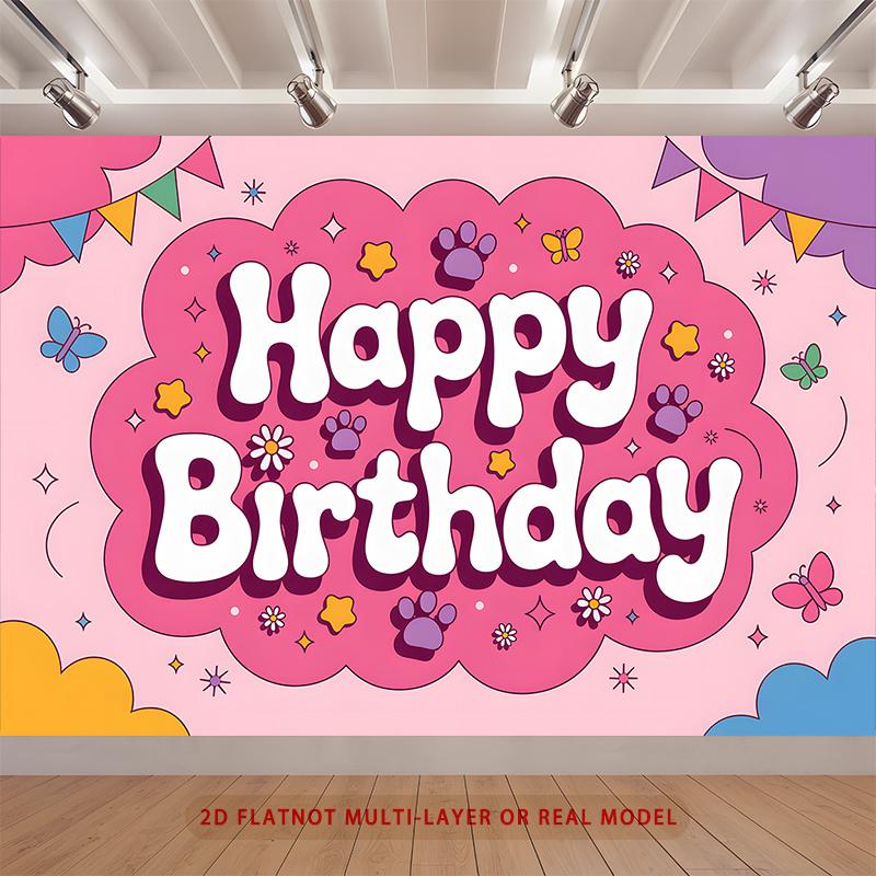 Party Backdrop Happy Birthday Birthday Stars Photo Booth Background Front Door Decor