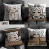 Kawaii Frieren Anime Cushion Cover Natural Linen Organic Fabric Double-Sided Printing Sofa Home Decor Gift Cushion Cover