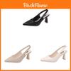 Elegant Pointed Toe High Heels With Clear Back And Mid Heel For Summer Wear