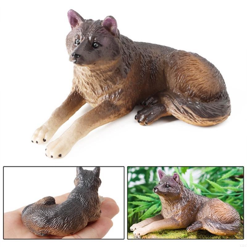 4Pcs Wolf Figurines Realistic Jungle Animal Model Figures Early Educational Toy X3UC