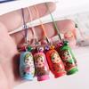 Cartoon Wooden Matryoshka Doll Pendant Mobile Phone Chain Key Accessory for Kids