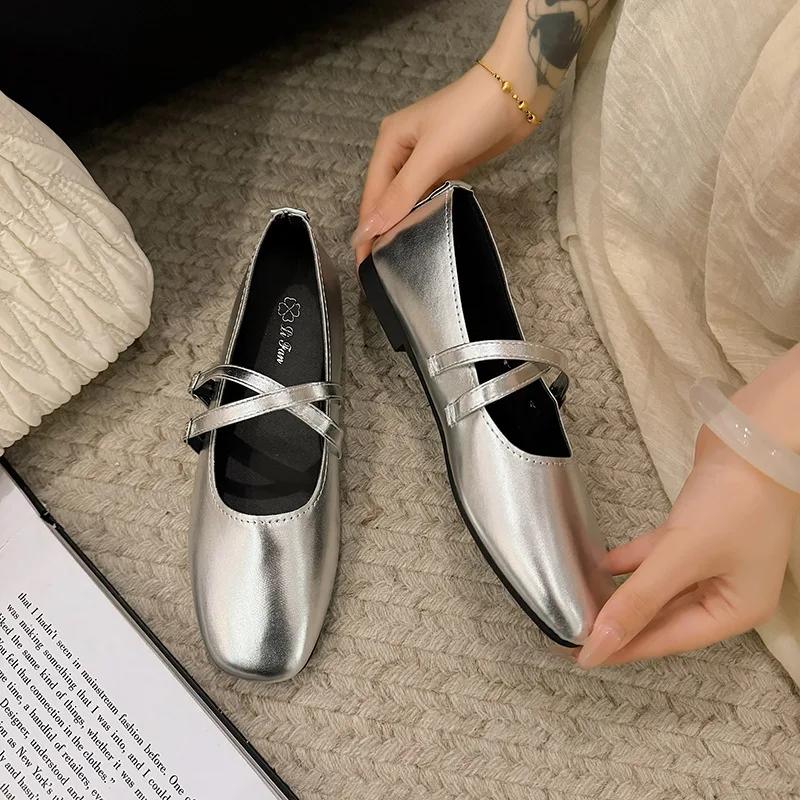 Pavasario/vasaros elegantiški retro Mary Jane laisvalaikio bateliai be kulnų, nauji, madingi, minkšti, patogūs baleto bateliai moterims, Chassure Femme2025