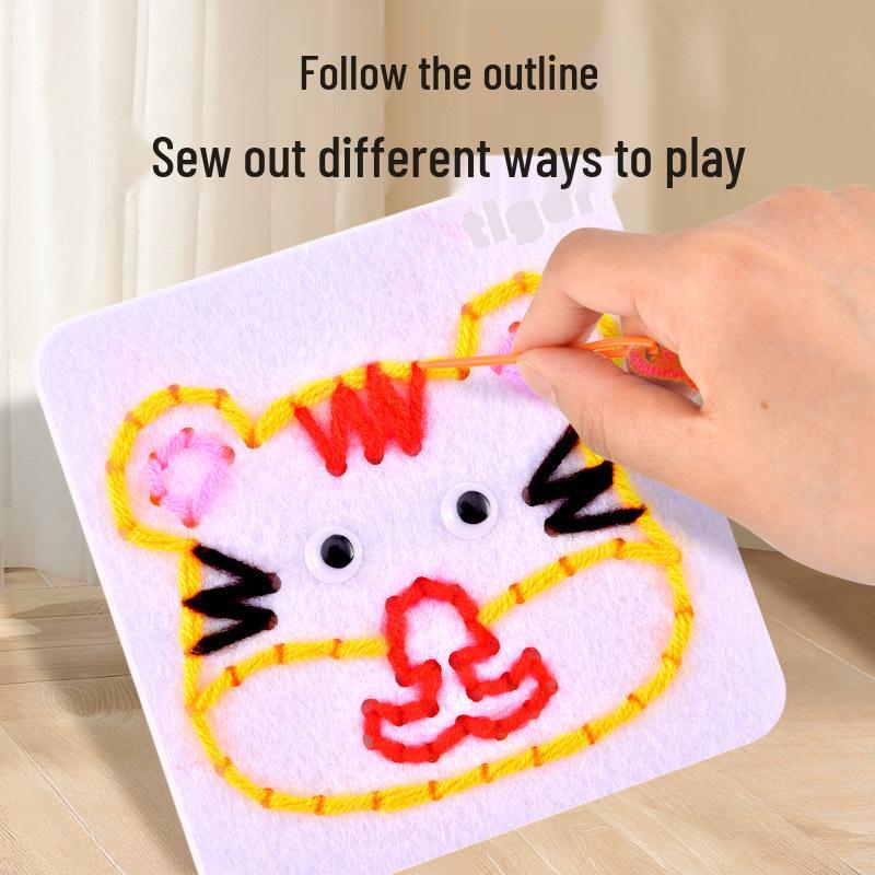 Montessori DIY Threading Toy Kit: Kindergarten Non-Woven Fabric Sewing Set