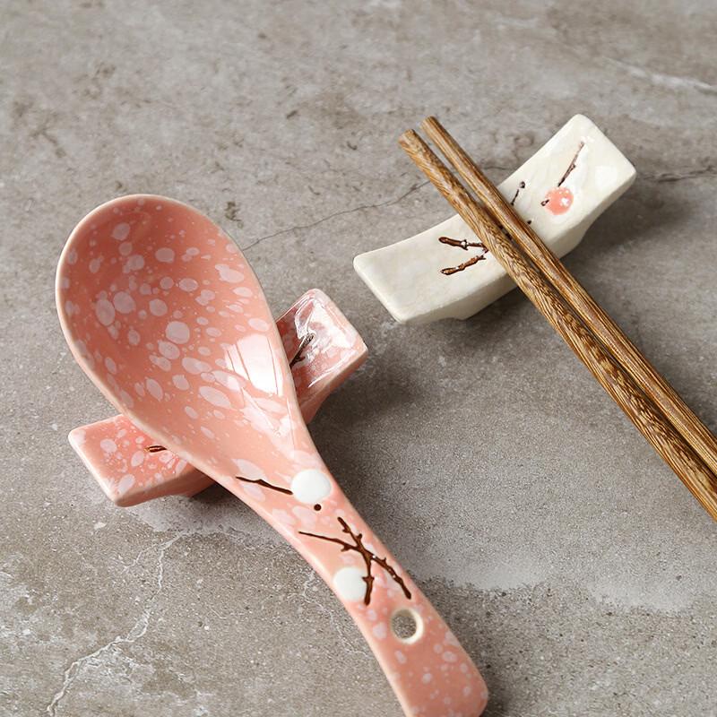 Dairien Japanese Plum Blossom Ceramic Chopstick & Spoon Rests