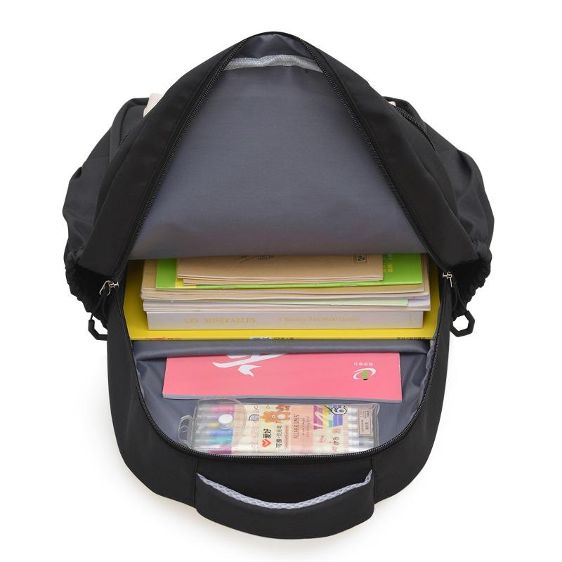 Fresh solid color backpack, casual and simple for junior high school students, light for class, large-capacity backpack.