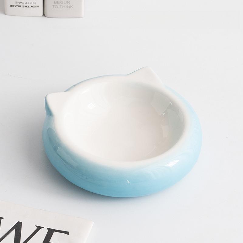 Cute Cat Ear Ceramic Pet Bowl Colorful Cat Dog Food Water Bowl Anti Spill Non Slip Feeding Dish Kitten Puppy Tableware Durable