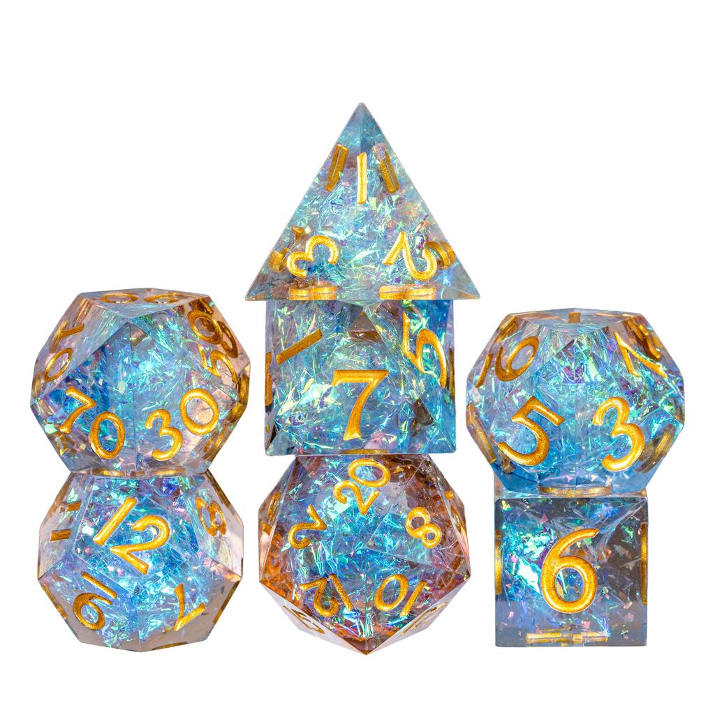 Cusdie Unique DND Dice Sharp Edges D4 D6 D8 D10 D% D12 D20 Polyhedral Dice Set for Dungeons&Dragons Tabletop Role Playing Games