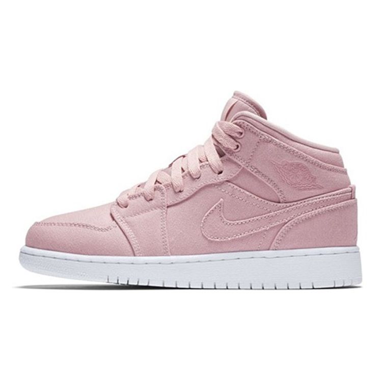 

Кроссовки Air Jordan 1 Retro Mid GS Pink Kids Sheen White 554725-620