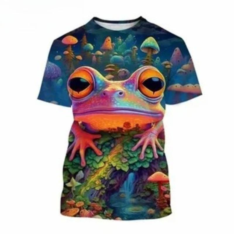 Men 3D Cartoon Frog T-shirt Summer Round Neck Short Sleeve 3D Printed Casual Personalized Plus Siz T-shirts