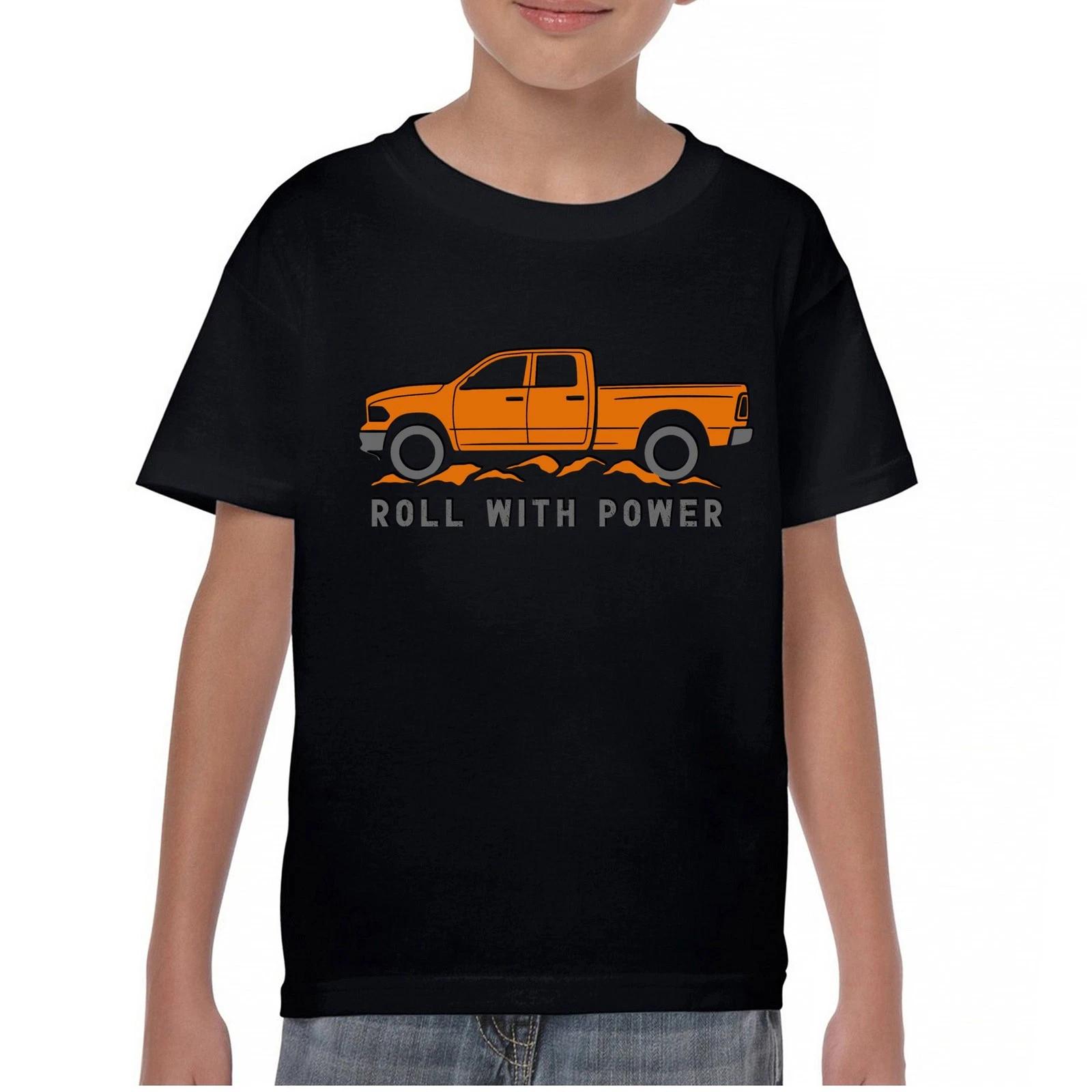 Roll With Power American Pickup Truck Youth kids boys T-Shirt Offroad 4x4 Rugged Kids 100
