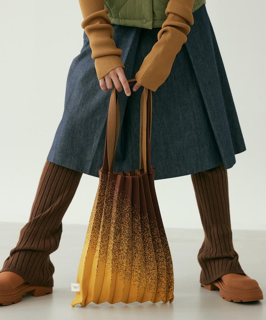 Pleatsmama Shoulder Bag Yellow Brown