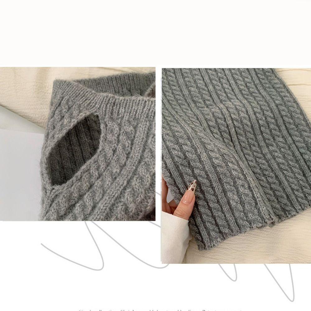 Korean Style Knitted Scarf Solid Color Pullover Wool Bib Simple Turtleneck Fake Collar Women
