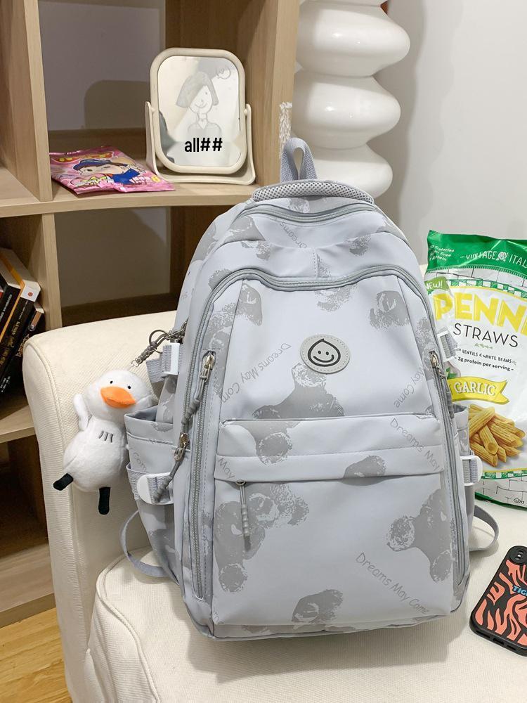 Unisex Large Capacity Fashionable Teddy Bear Print Backpack for Students and Travelers