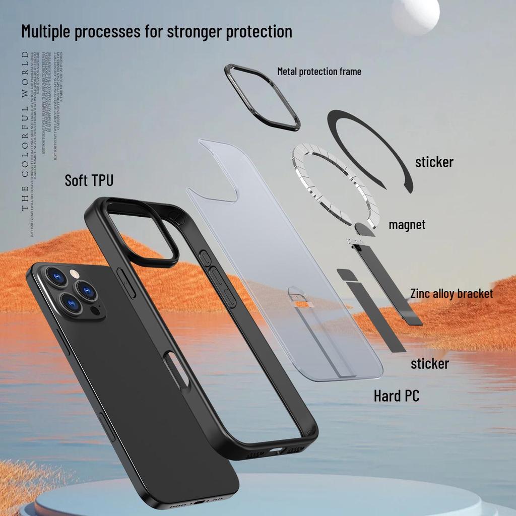 Magnetic Phone Case for iPhone 17 Pro Max, Starlight, Apple 16 Pro Frosted Stand, Protective Cover for 14 and 15.