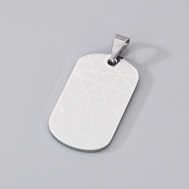 

Punk Stainless Steel Square Pendant Necklace for Men Simple Stone Pattern Dog Tag Accessories Personalized Trendy Jewelry with 60cm chai