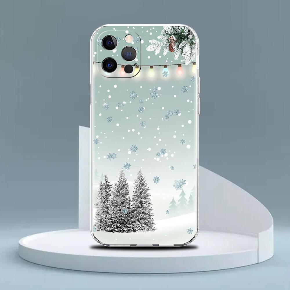 

Снежинка Снежный Рождественский прозрачный чехол для Apple iPhone 11 14 13 Pro 12 7 8 Plus SE 2022 XR X XS Max 6 6S силиконовый чехол для телефона iPhone 12 Mini