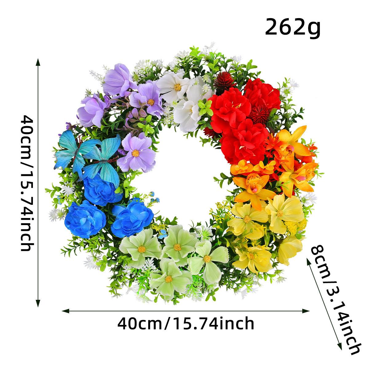 

Весенний красочный венок из искусственных цветов, декоративное подвесное украшение для двери, свадебная композиция для вечеринки, цветочный реквизит, подвеска J3-13 colorful simulated flower wreath