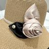 Vintage Rose Pearl Decorative Bucket Hat Women's Summer Sunshade Sunscreen Hepburn Style Straw Hat Bowler Hat