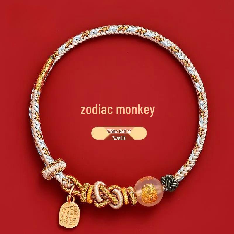 Five Gods of Wealth Zodiac Red Bracelet: Lucky Red String Hand Rope Gift
