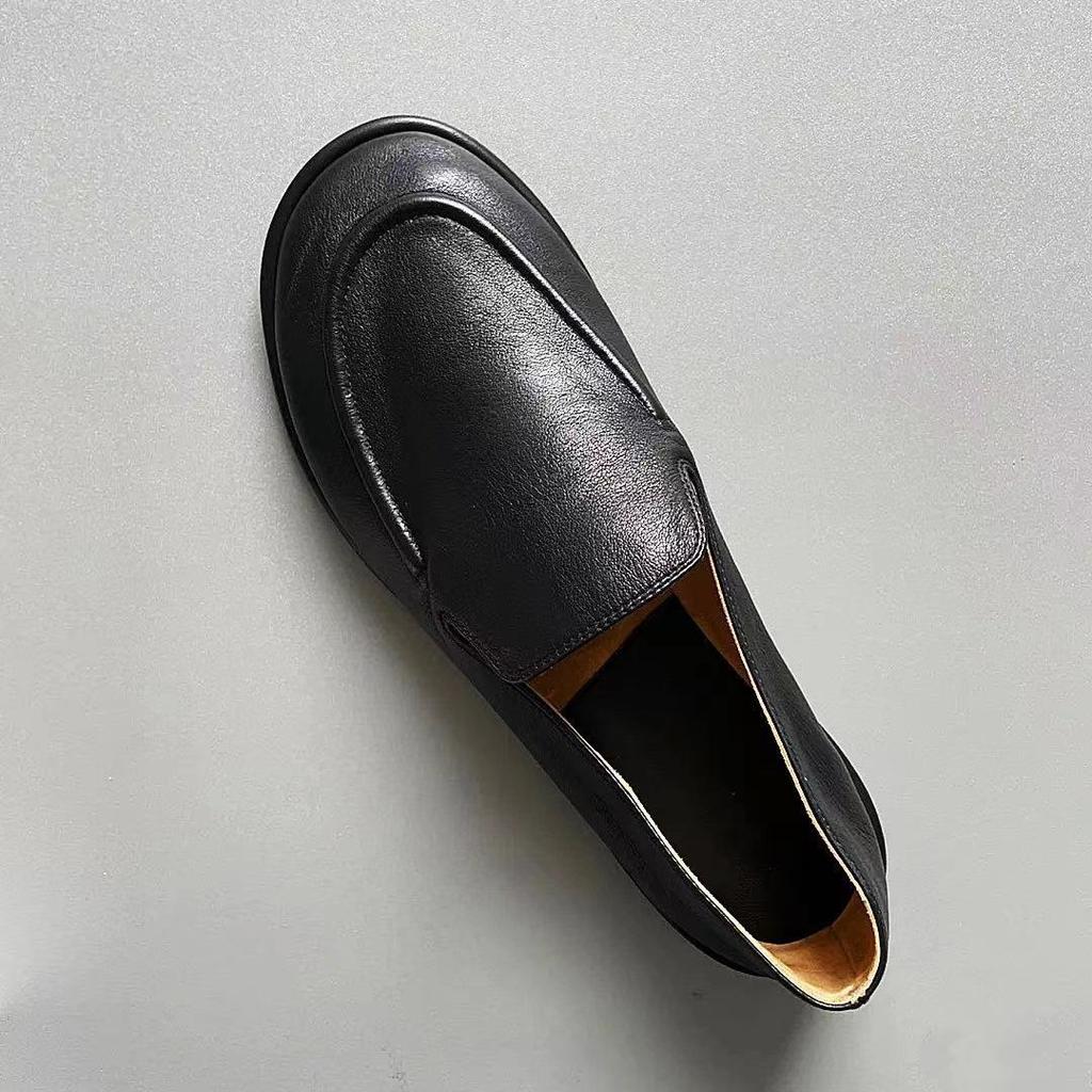 Cowhide version~ Grape mother, the same loafer shoes for women's low heels, simple clouds, round head, versatile feet, and one-pedal women's shoes.