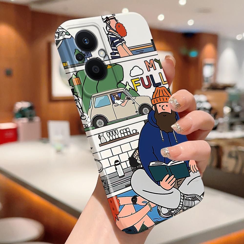 All-inclusive Film Handyhülle Cartoon Mode Design Hartschale Vollabdeckung Kameraschutzhülle für OPPO A60 A96 Reno12 Realme C53 C75