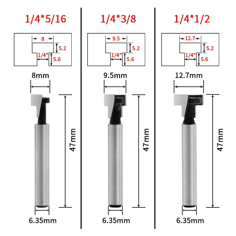 1/4 Shank Carpenter Woodworking Router Bit 5/16 Tenon Cutter 3/8 1/2 Milling Knife