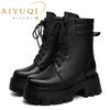 Fashion AIYUQI Women Boots Platform High Heel Genuine Leather Large Size 41 42 Ankle Boots Women Thick Wool Winter Snow Boots Ladies