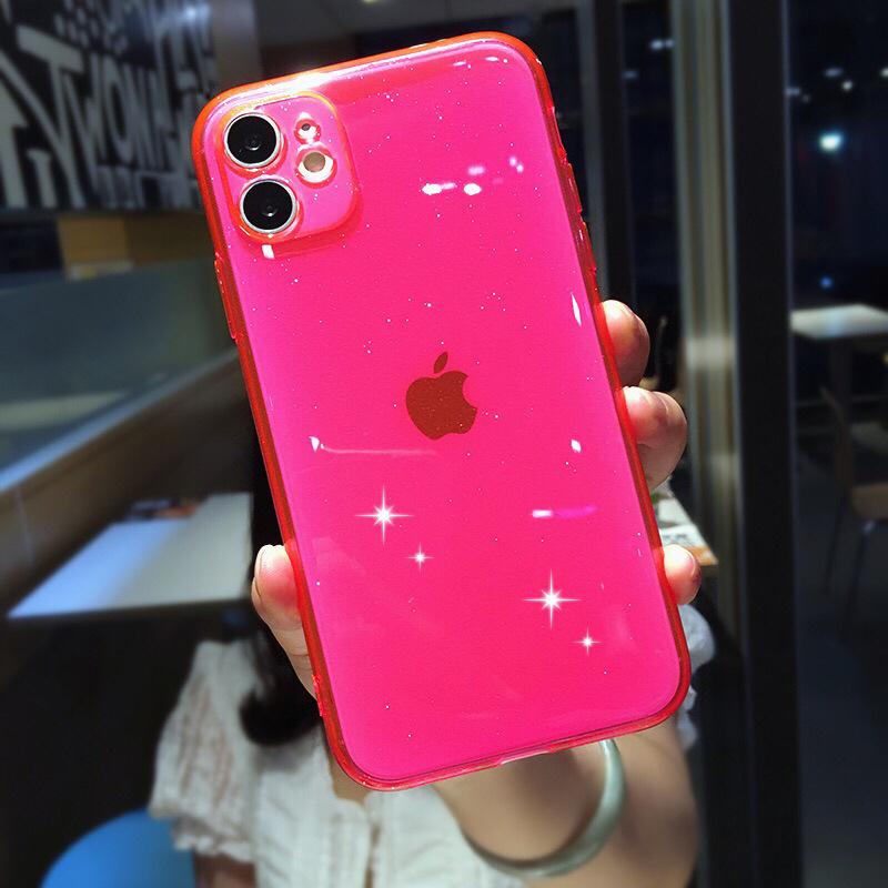 Popular Application iPhone12Pro Fine Hole Glitter Eye Protection TPU Mobile Phone Case Apple 11 Candy Color Soft Case