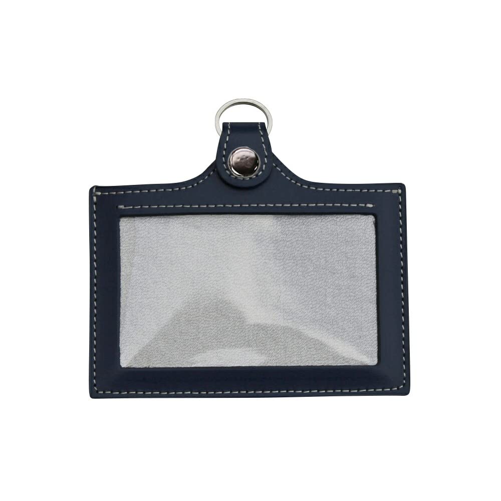 

ID card pass employee ID genuine made in navy [HERBE] case, holder, double-sided case, holder, leather, Japan,